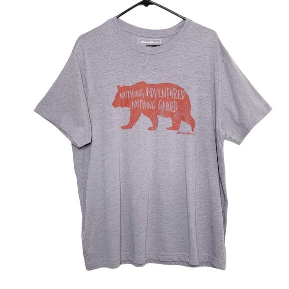 EDDIE BAUER Nothing Adventured Nothing Gained Bear Graphic T-Shirt Grey Size L - Picture 10 of 10